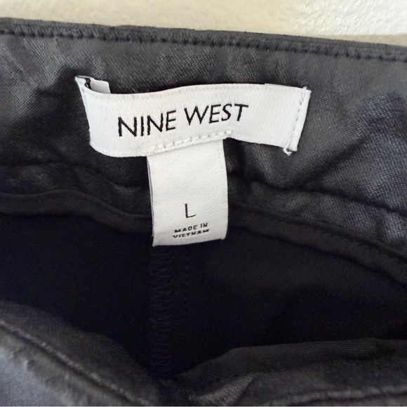 Nine West Faux Leather Black Pants with Side Zippers at Hem. - Picture 6 of 14